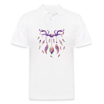 Antler Native American plumes diamant cadeau vintage - Polo Homme - blanc - Devant - Kai (181cm)
