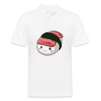 Süßes Lachs Nigiri Sushi - Männer Poloshirt - Weiß - Vorne - Kai (181cm)