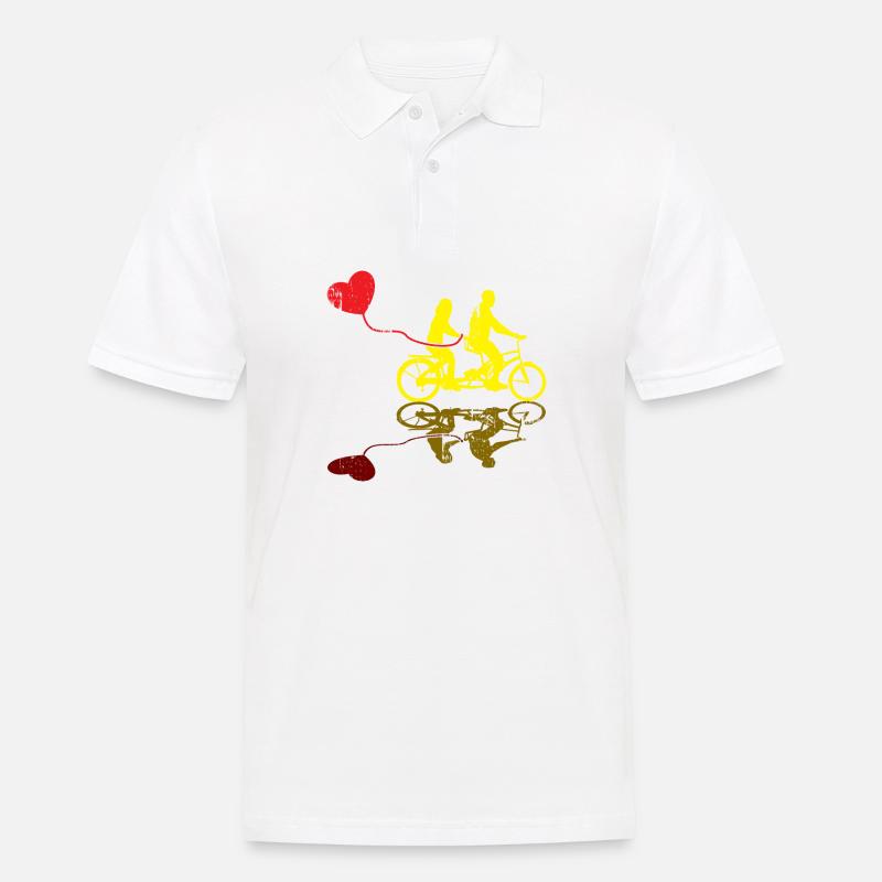 Wedding Gift Bicycle Tandem Gift - Men's Polo Shirt - white