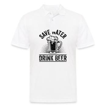 SAVE WATER DRINK BEER lustiges Statement Geschenk - Männer Poloshirt - Weiß - Vorne - Kai (181cm)