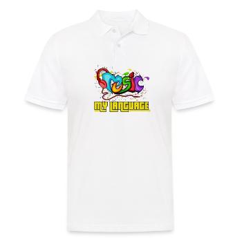 Music is my language Grafitti gift - Men's Polo Shirt - white - Front - Kai (181cm)