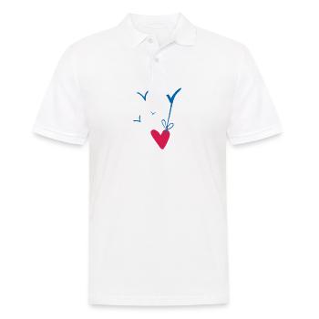 Coeur mer mouettes mer mer lac District cadeau - Polo Homme - blanc - Devant - Kai (181cm)