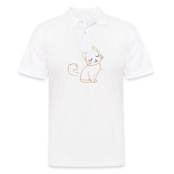 Chat - Chats T-Shirt - Chats - Fourrure Sure - Polo Homme - blanc - Devant - Kai (181cm)