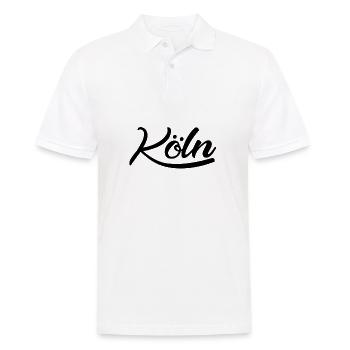 Köln Schriftzug in schwarz - Männer Poloshirt - Weiß - Vorne - Kai (181cm)