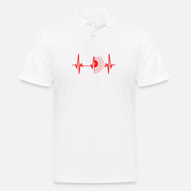 vinyl Herzschlag - Männer Poloshirt - Weiß