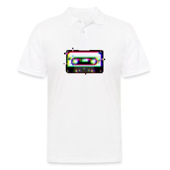 Cassette Tape Glitch 90s Retro Vaporwave Aesthetic - Männer Poloshirt - Weiß - Vorne - Kai (181cm)