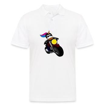 Motocycliste Licorne. - Polo Homme - blanc - Devant - Kai (181cm)