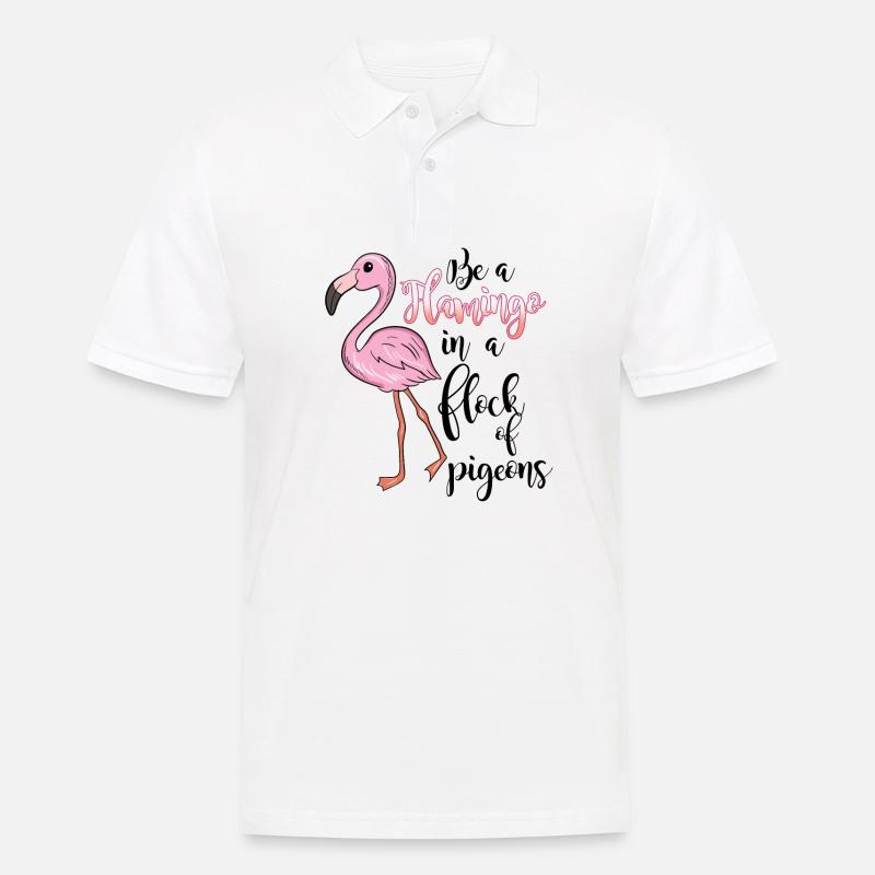 Flamingo mit witzigem Spruch - Männer Poloshirt - Weiß