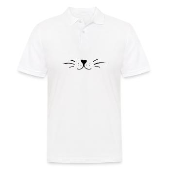 Conception de visage de chat minimaliste mignon - Polo Homme - blanc - Devant - Kai (181cm)