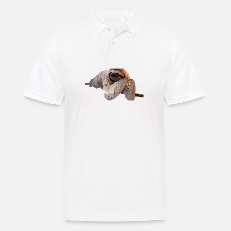Faultier Sloth Geschenk Idee - Männer Poloshirt - Weiß
