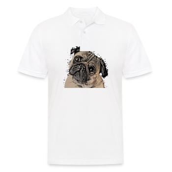 tshirt idée cadeau mignon chiot carlin carlin - Polo Homme - blanc - Devant - Kai (181cm)