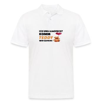 Ich und kindisch? Komm Teddy wir gehen! - Männer Poloshirt - Weiß - Vorne - Kai (181cm)