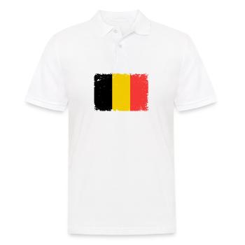 Drapeau belge belge dans un look rétro vintage - Polo Homme - blanc - Devant - Kai (181cm)