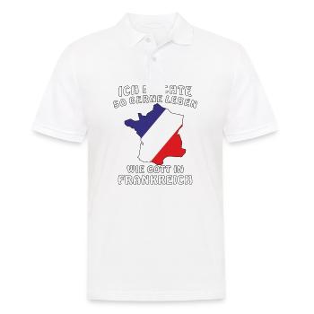ICH MÖCHTE SO GERNE LEBEN WIE GOTT IN FRANKREICH - Männer Poloshirt - Weiß - Vorne - Kai (181cm)