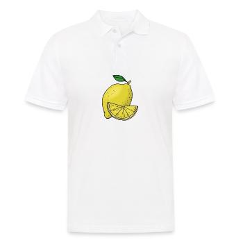 Lemon Hand gezeichnete Früchte Sommer - Männer Poloshirt - Weiß - Vorne - Kai (181cm)