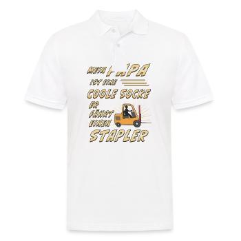 PAPA IST EINE COOLE SOCKE ER FÄHRT EINEN STAPLER - Männer Poloshirt - Weiß - Vorne - Kai (181cm)