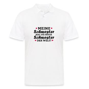 Meine Schwester hat die beste Schwester der Welt - Männer Poloshirt - Weiß - Vorne - Kai (181cm)