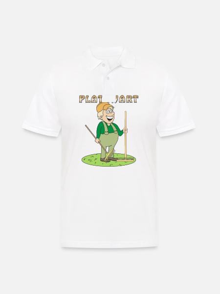 MENSCH COMIC PLATZWART - Männer Poloshirt - Weiß