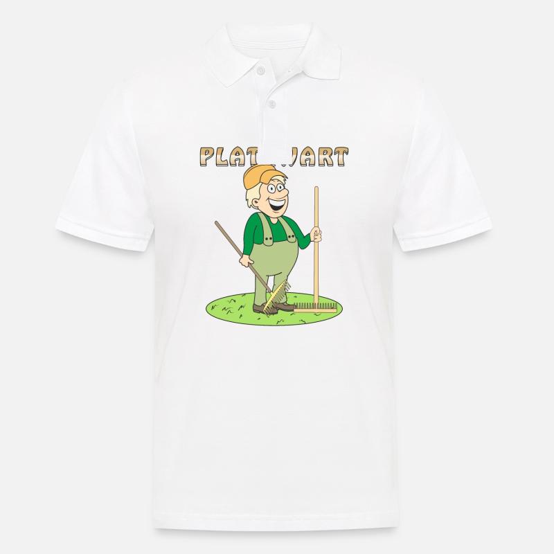 MENSCH COMIC PLATZWART - Männer Poloshirt - Weiß