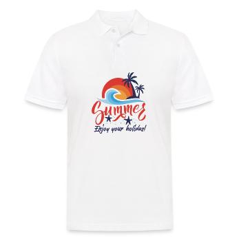 Summer Summer time Nature Leisure Life Saying - Men's Polo Shirt - white - Front - Kai (181cm)