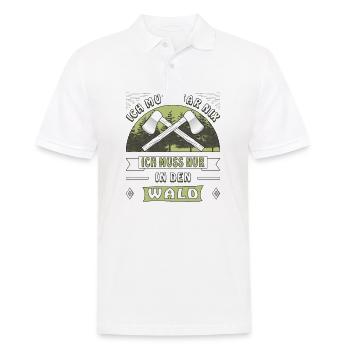 ICH MUSS NUR IN DEN WALD - Männer Poloshirt - Weiß - Vorne - Kai (181cm)