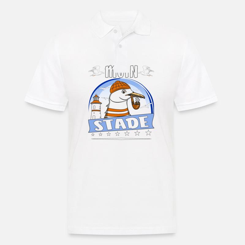 MÖWE MOIN STADE - Männer Poloshirt - Weiß