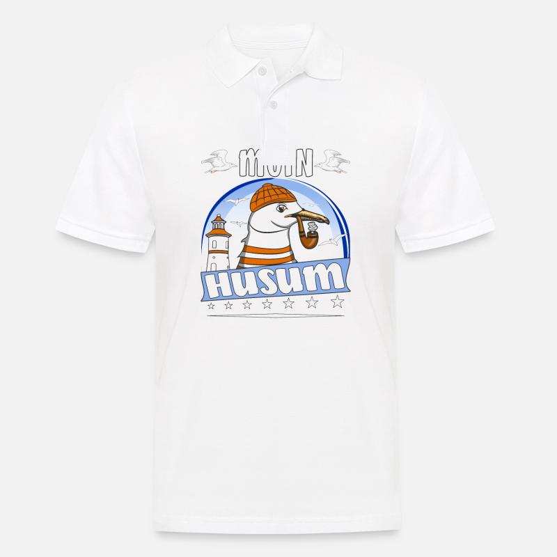 MÖWE MOIN HUSUM - Männer Poloshirt - Weiß