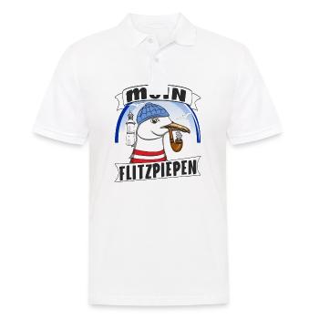 MÖWE MOIN FLITZPIEPEN - Männer Poloshirt - Weiß - Vorne - Kai (181cm)