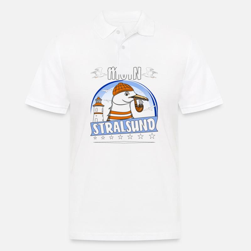 MÖWE MOIN STRALSUND - Männer Poloshirt - Weiß