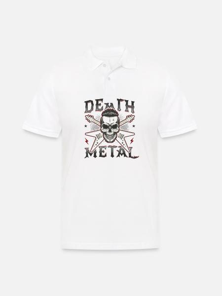 Heavy Metal Band Metalhead Totenkopf Death Metal - Männer Poloshirt - Weiß