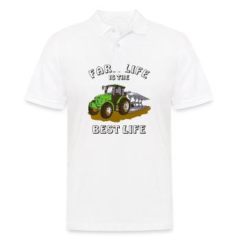 TRAKTOR PFLUG FARM LIFE IS THE BEST LIFE - Männer Poloshirt - Weiß - Vorne - Kai (181cm)