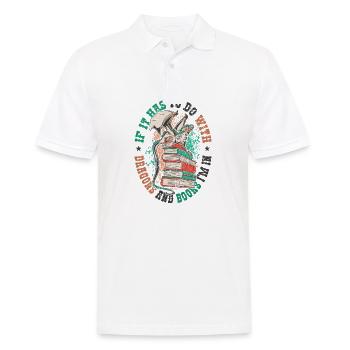 Reading dragon and books - Men's Polo Shirt - white - Front - Kai (181cm)