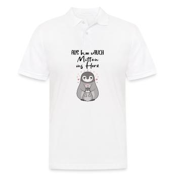 Aus dem Bauch mitten ins Herz Geschenk Geburt - Männer Poloshirt - Weiß - Vorne - Kai (181cm)