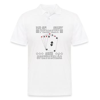 SPIELKARTEN ICH SPIELE NICHT PERFEKT - Männer Poloshirt - Weiß - Vorne - Kai (181cm)