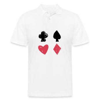 Cross Spade Heart Diamond Double Head Card Game - Men's Polo Shirt - white - Front - Kai (181cm)