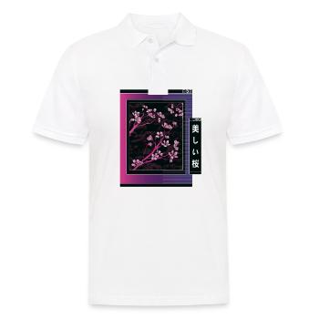 Vaporwave Esthétique Fleur de Cerisier Japon Japonais - Polo Homme - blanc - Devant - Kai (181cm)