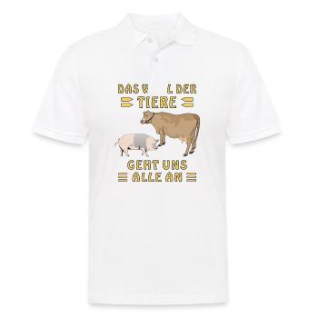 KUH SCHWEIN DAS WOHL DER TIERE GEHT UNS ALLE A - Männer Poloshirt - Weiß - Vorne - Kai (181cm)