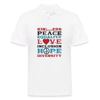 Diversité Égalité Amour Paix Droits de l’homme - Polo Homme - blanc - Devant - Kai (181cm)