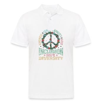 Diversité Égalité Amour Paix Fleurs - Polo Homme - blanc - Devant - Kai (181cm)