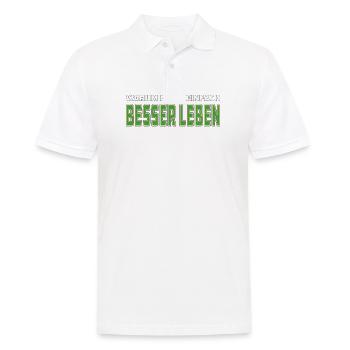WARUM NICHT EINFACH BESSER LEBEN - Männer Poloshirt - Weiß - Vorne - Kai (181cm)