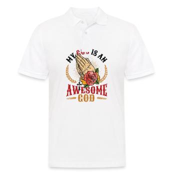 Mein Gott ist ein großartiger Gott. - Männer Poloshirt - Weiß - Vorne - Kai (181cm)