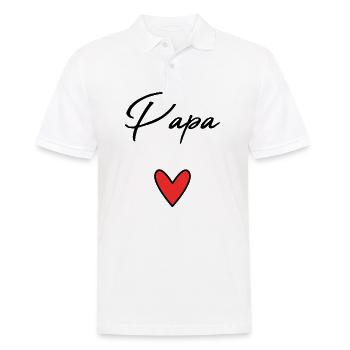 PAPA. VATERTAG. FROHER VATERTAG. ALLES GUTE ZUM GEBURTSTAG. - Männer Poloshirt - Weiß - Vorne - Kai (181cm)