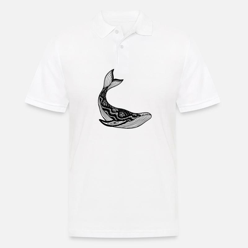 Gemusterter Wal - Männer Poloshirt - Weiß