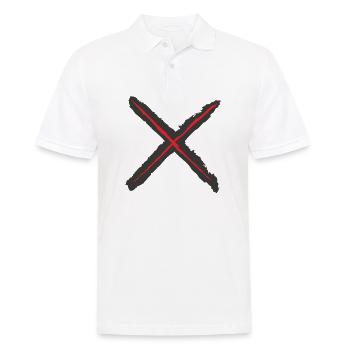 Rotes X - Andreaskreuz Grunge Style rot auf schwar - Männer Poloshirt - Weiß - Vorne - Kai (181cm)