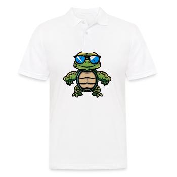 Tortue Bande Dessinée Cool - Polo Homme - blanc - Devant - Kai (181cm)