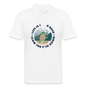Das Leben ist kein Rennen - Männer Poloshirt - Weiß - Vorne - Kai (181cm)