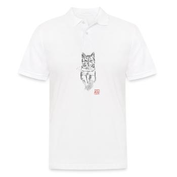 Katze im Baum beobachten - Männer Poloshirt - Weiß - Vorne - Kai (181cm)