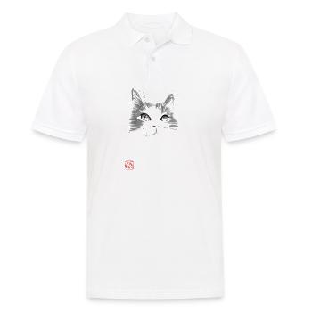 Cat Face - Men's Polo Shirt - white - Front - Kai (181cm)