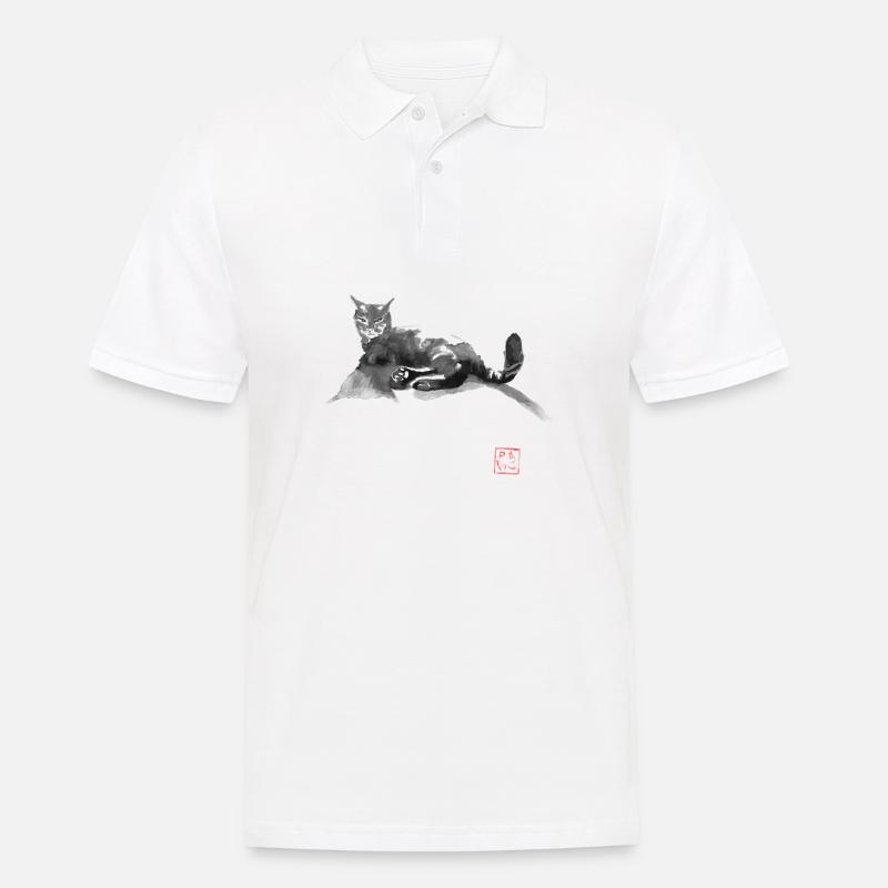 Katze auf der Straße - Männer Poloshirt - Weiß