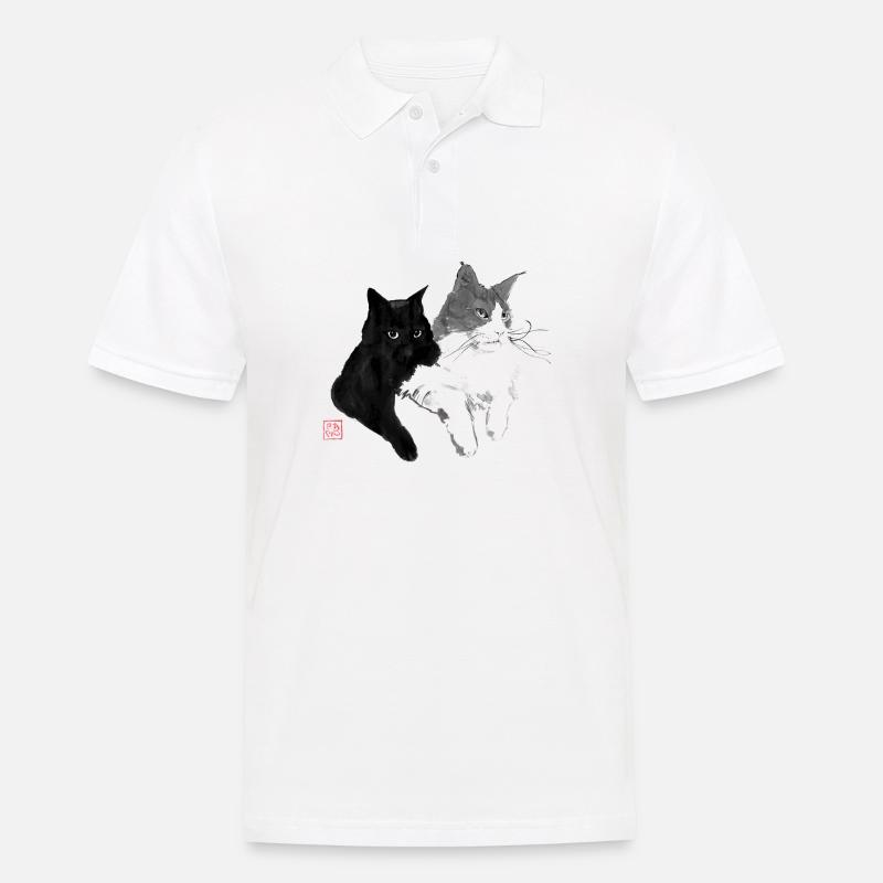 2 Katzen - Männer Poloshirt - Weiß